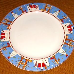 Set Of Four Debbie Mumm  Sakura by Oneida ⛄️ Snowman Stoneware Plate